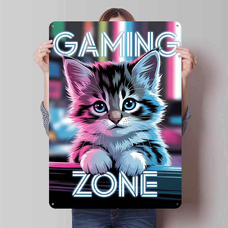 Retro Gaming Zone - Poster Cetak Kucing Zona Permainan Seni