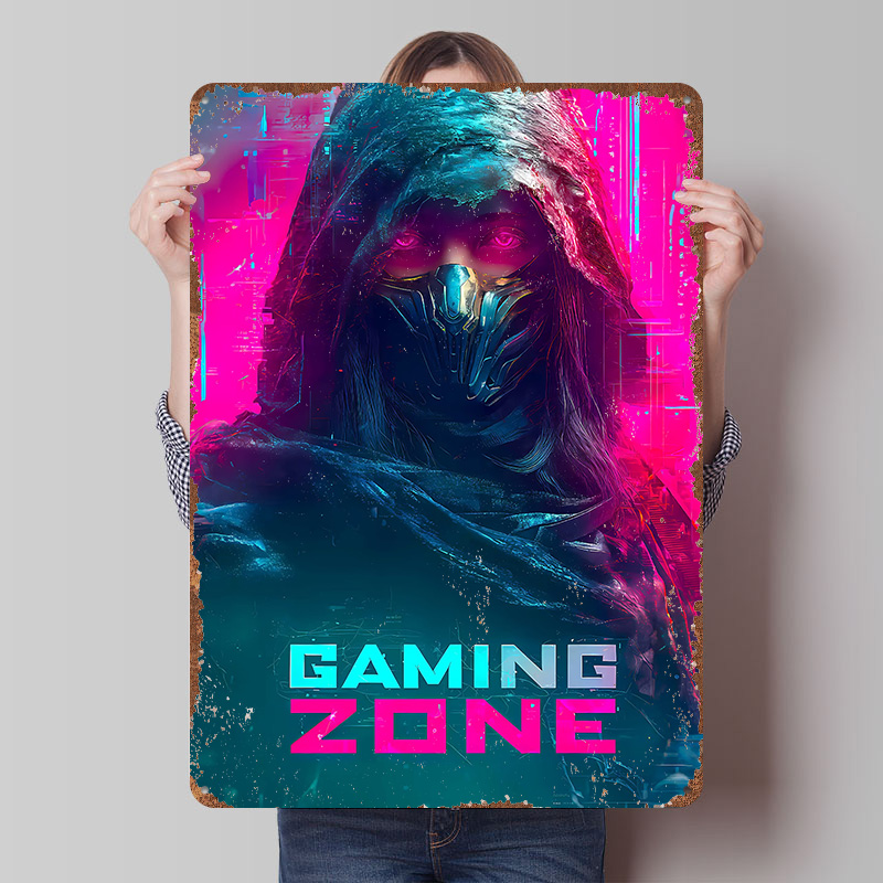 Retro Gaming Zone - Poster Tinplate Ninja Zona Permainan, Seni