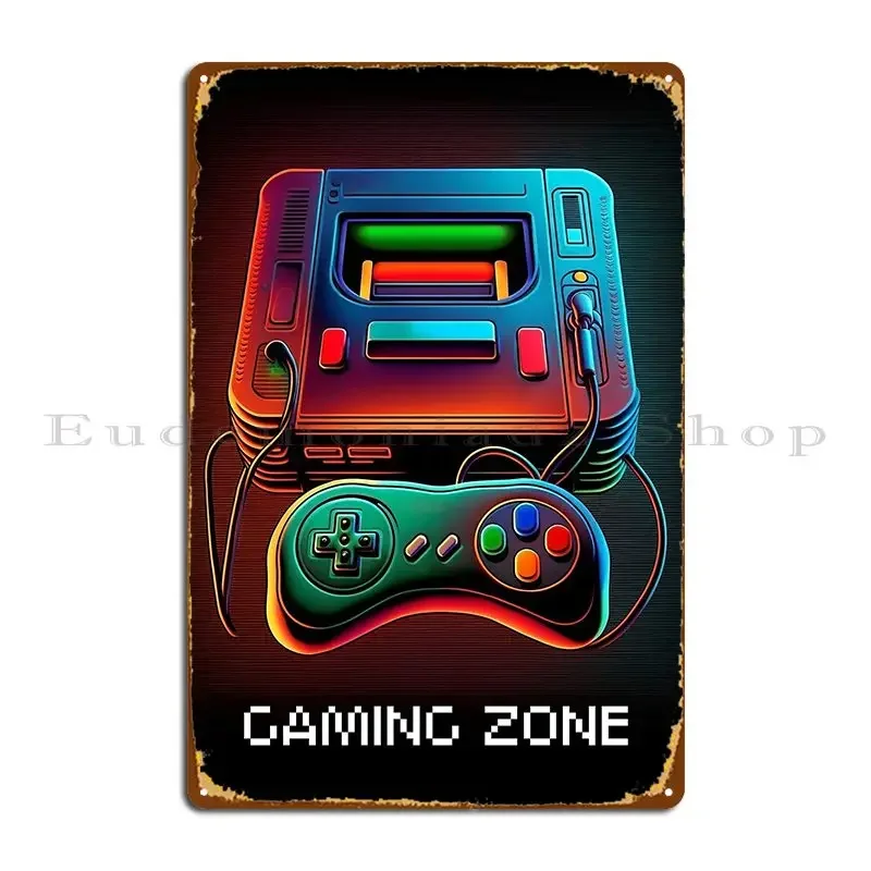 Retro Gaming Zone - Poster Tanda Logam Zona Permainan Retro,
