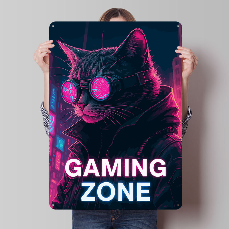 Retro Gaming Zone - Poster Plakat Timah Zona Permainan Cyberpunk
