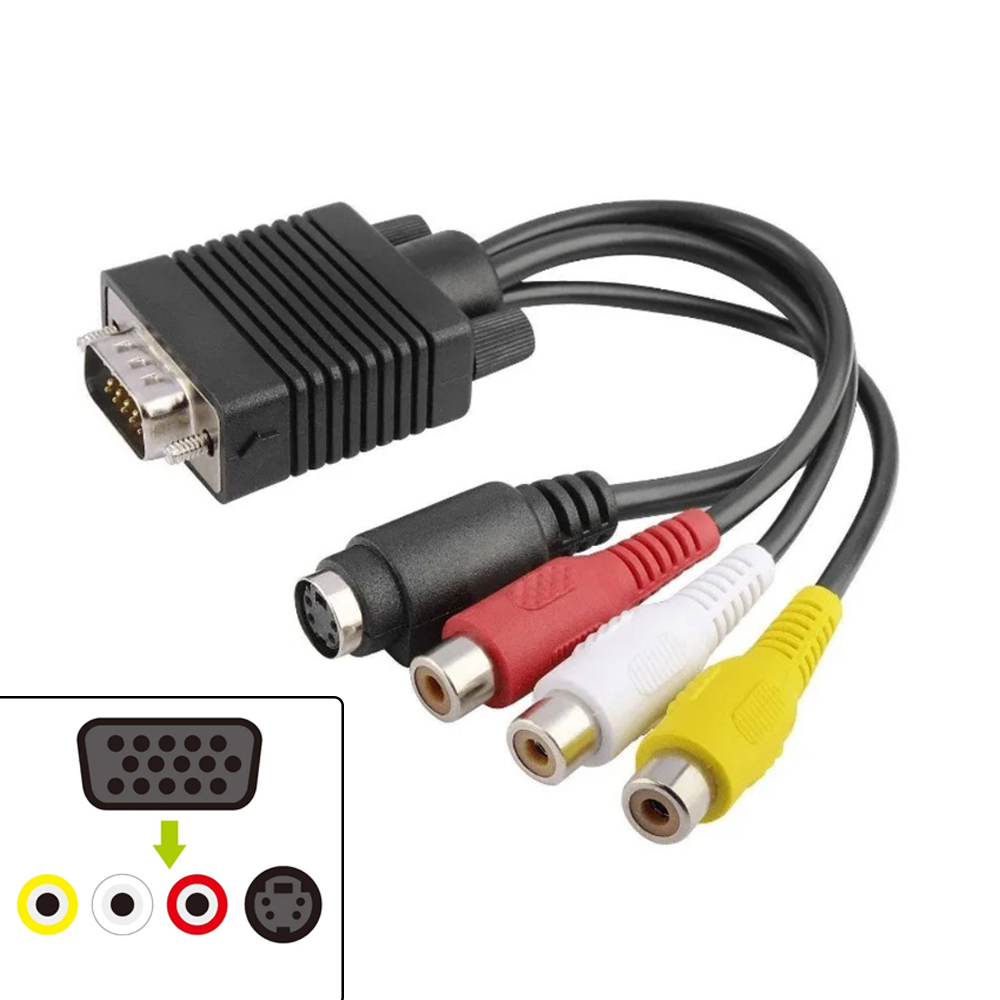 Composite Rca Cable - Kabel Adaptor VGA ke S-Video 3