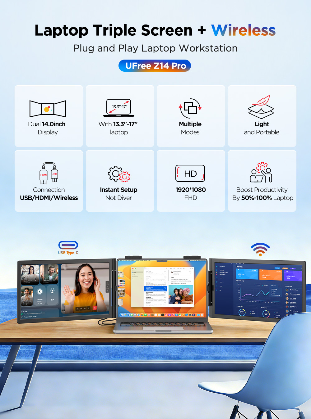 UPERFECT UFree Z14 Pro Monitor - Crt Monitor Stand ulasan dan harga