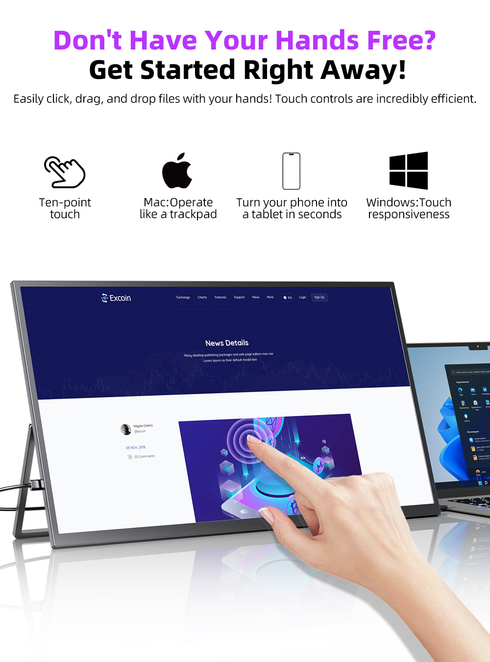 Monitor Layar Sentuh Portabel  - Crt Monitor Stand ulasan dan harga
