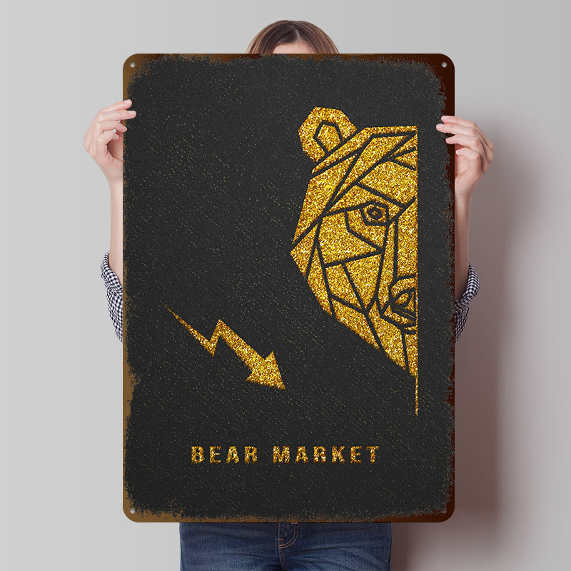 Poster Logam Gold Bear Market, - Retro Gaming Market ulasan dan harga
