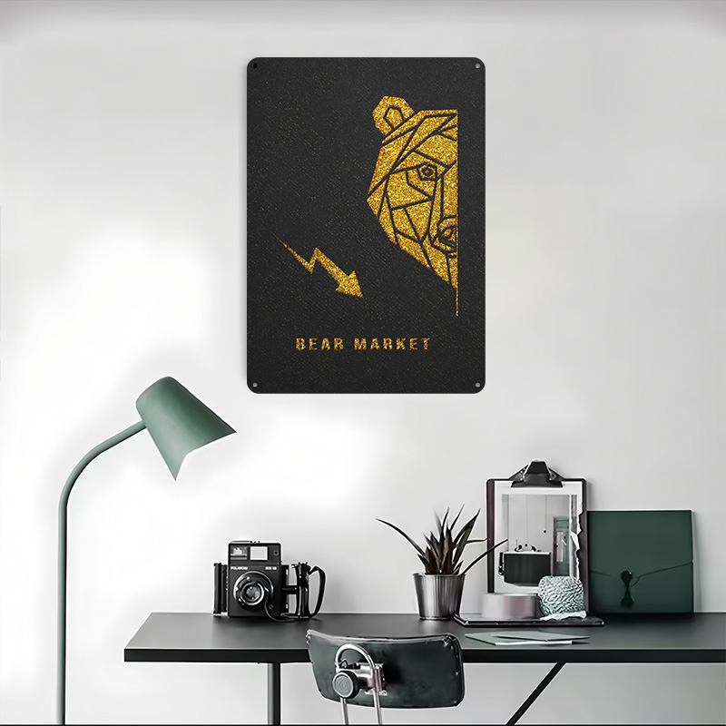 Poster Logam Gold Bear Market, - Retro Gaming Market ulasan dan harga